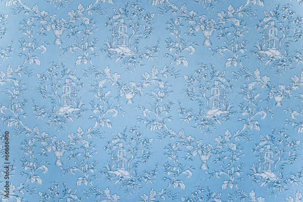 retro seamless pattern with blue flowers