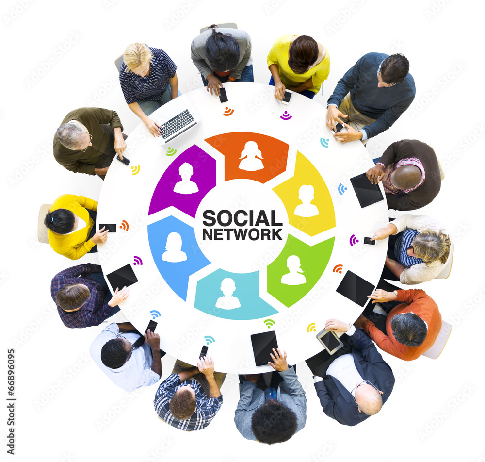 Group of People with Social Network Concepts