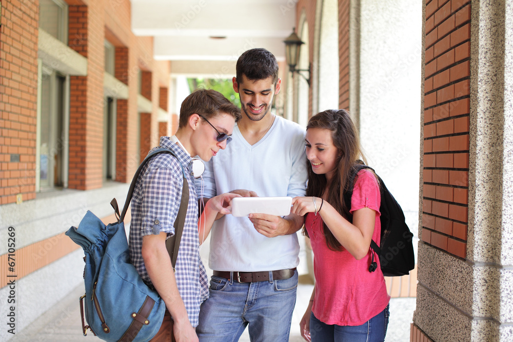 Happy College students using computer