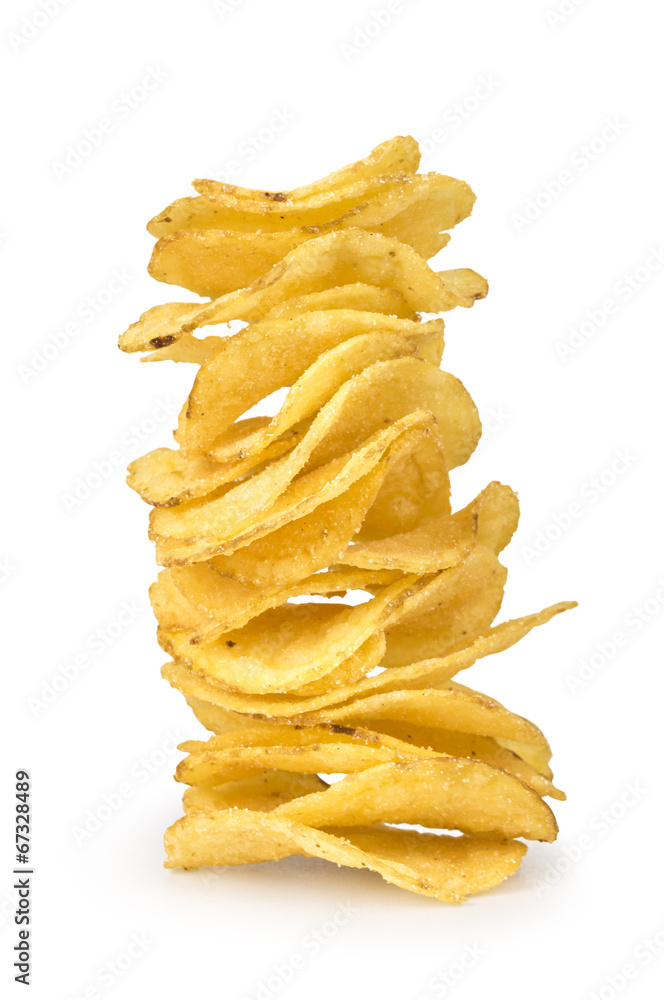 Potato chips isolated