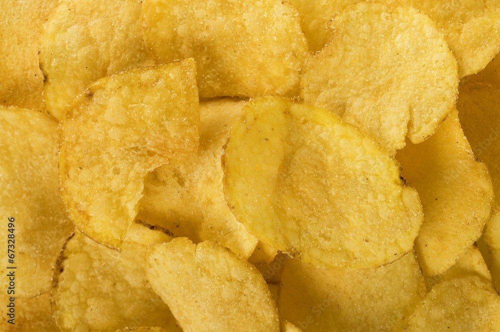 potato chips isolated on white background