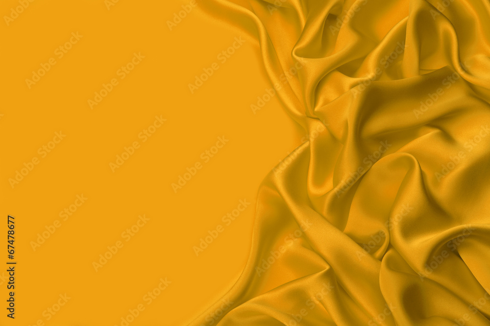 Gold silk textile background　with copy space