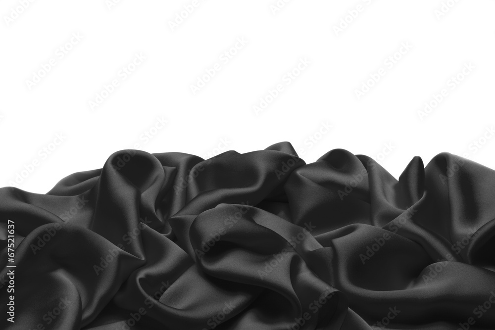 Black silk textile background　with copy space