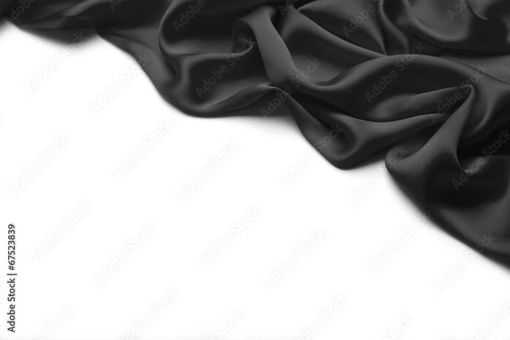 Black silk textile background　with copy space