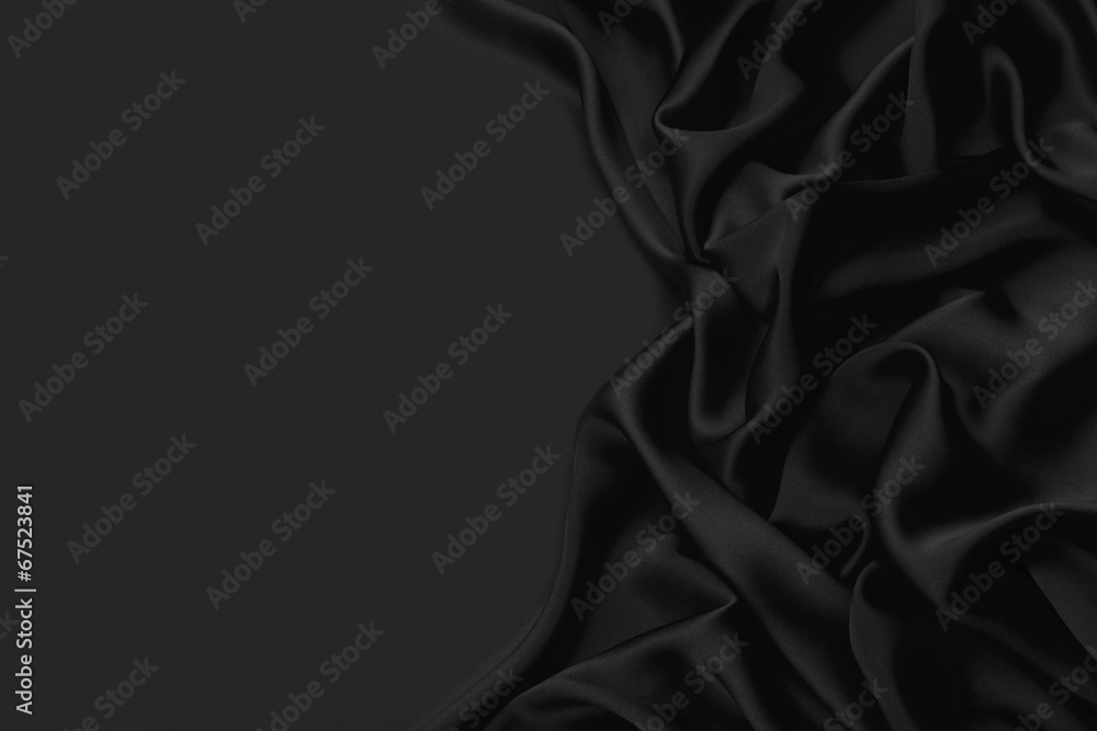 Black silk textile background　with copy space