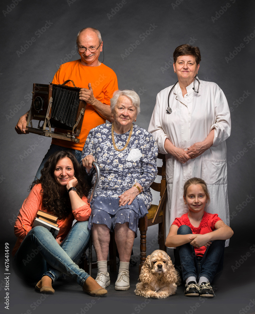 Happy multi-generation family