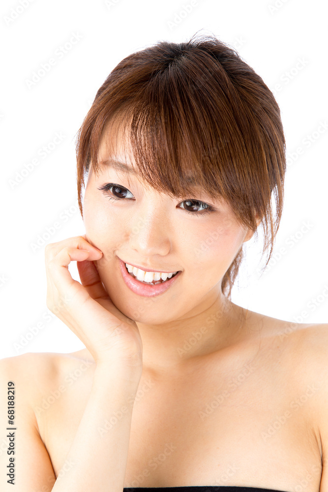 attractive asian woman skin care image