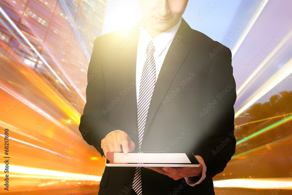 businessman using touch pad