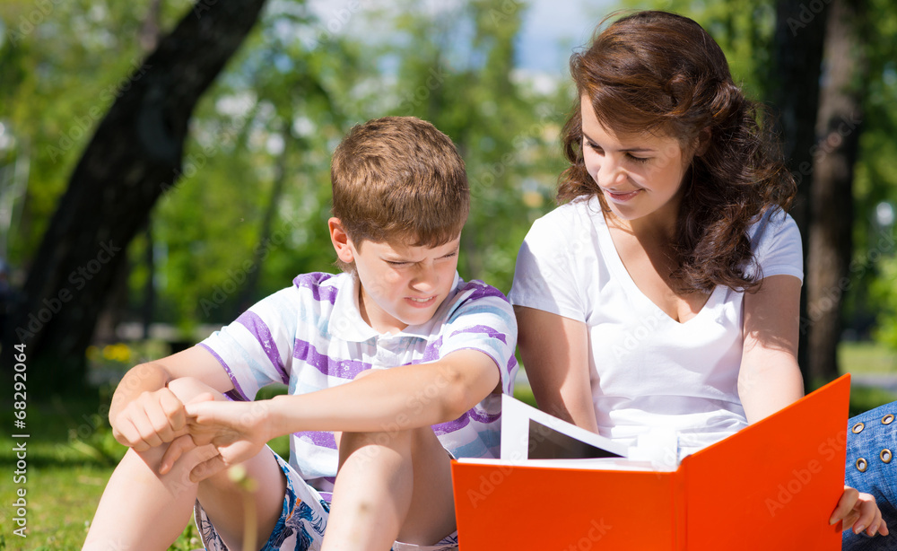 reading a book together