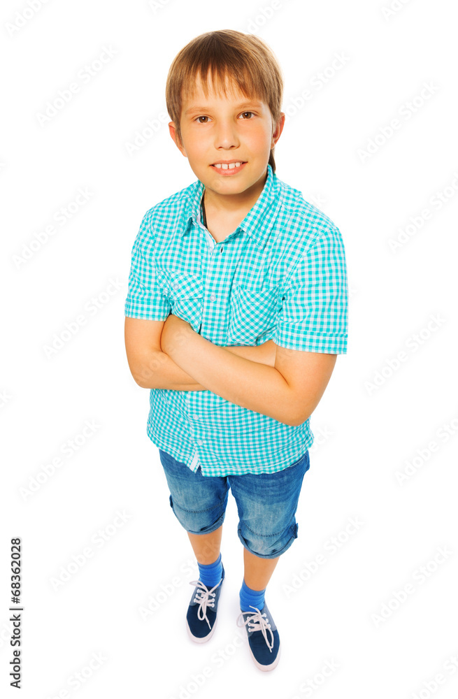 Kid boy in blue shirt