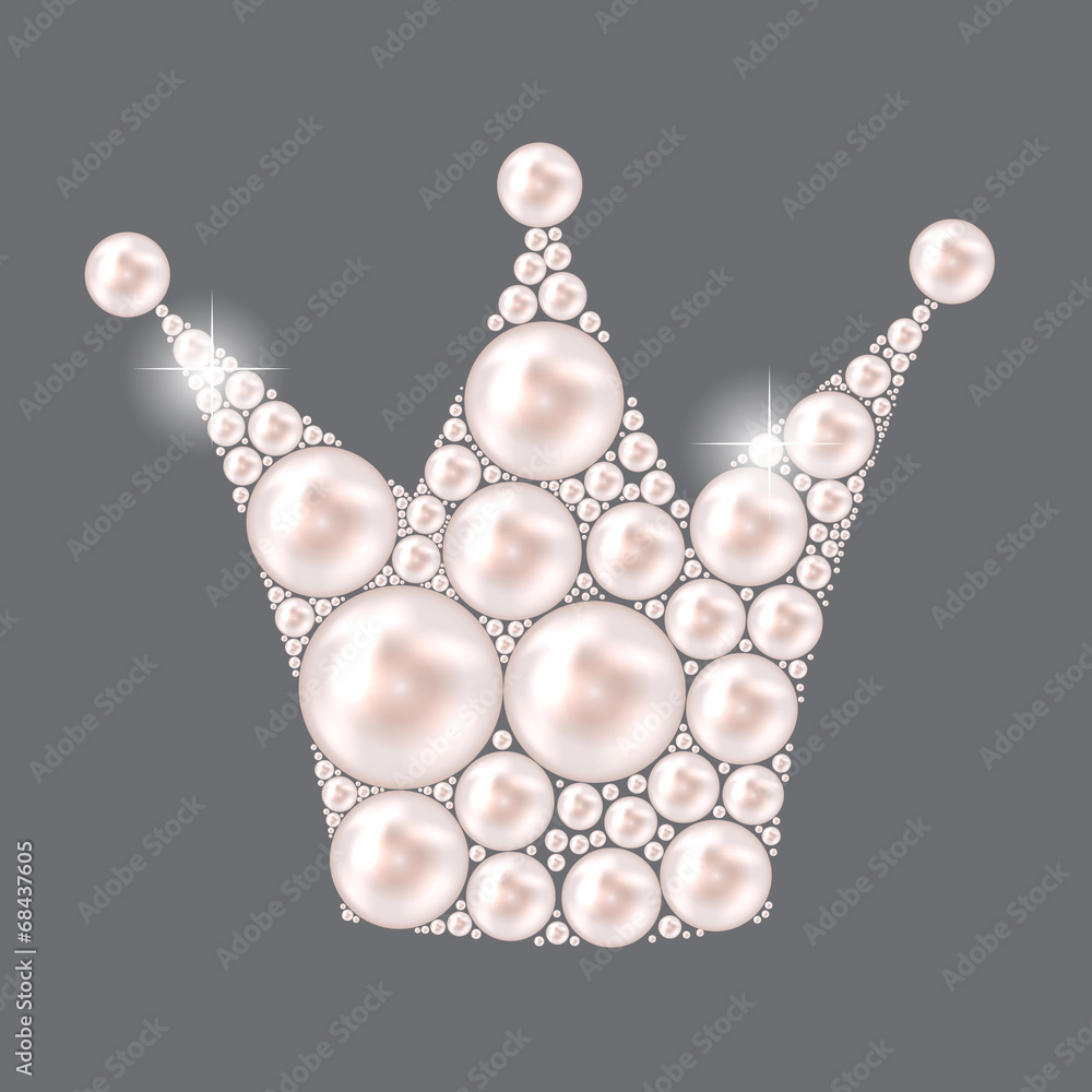 Princess Crown Pearl Background Vector Illustration.