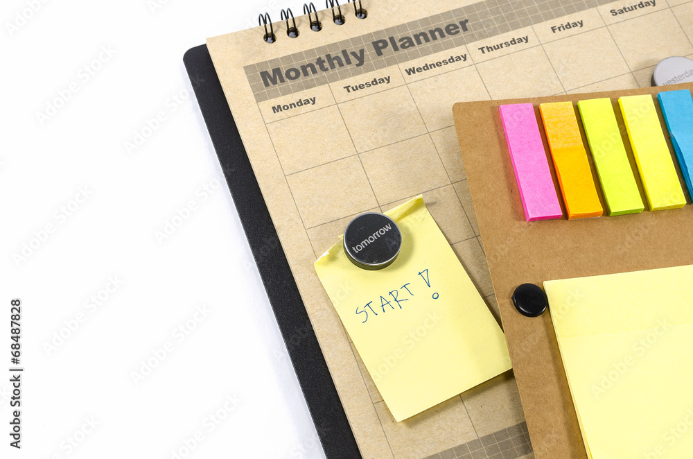 Brown Monthly planner with  notedbook