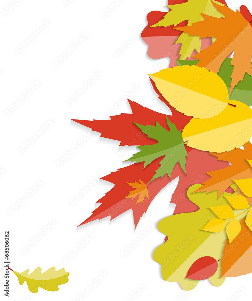 Shiny Autumn Natural Leaves Background. Vector Illustration