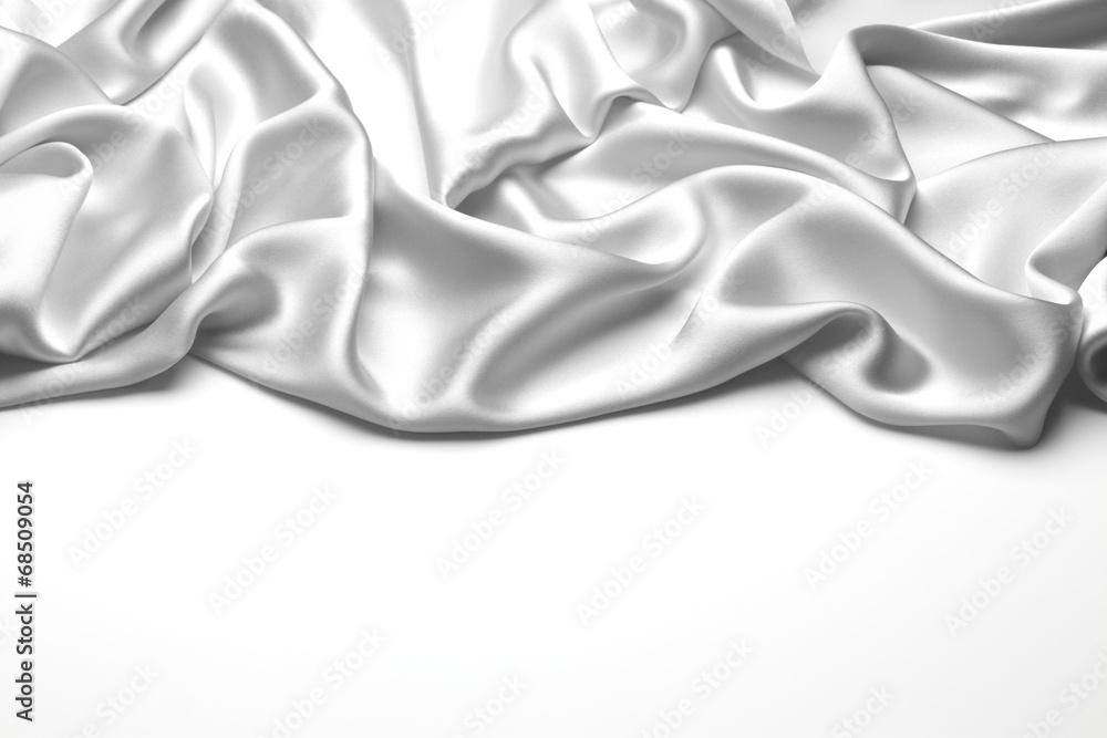 Silver silk textile background　with copy space