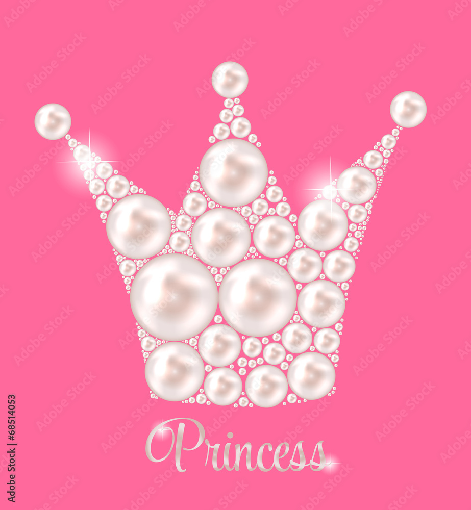 Princess Crown Pearl Background Vector Illustration.