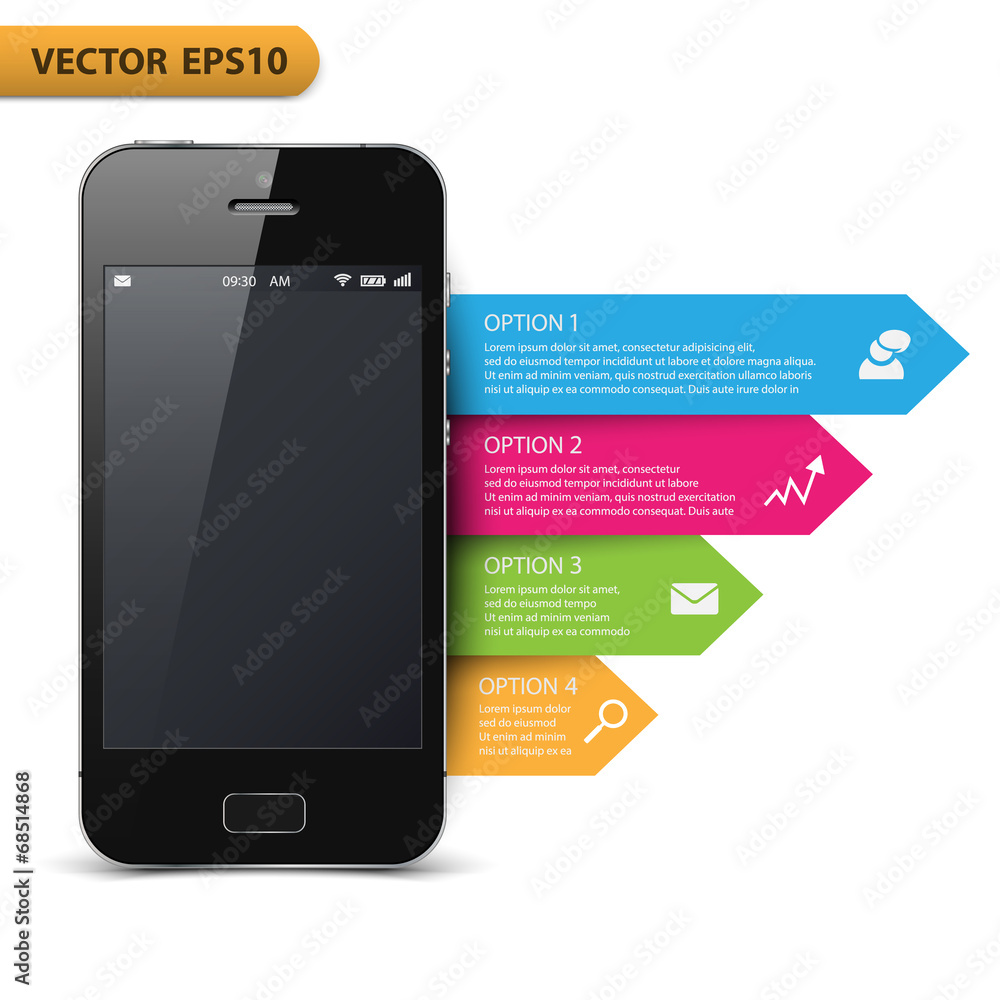 Infographic with a touch screen smartphone