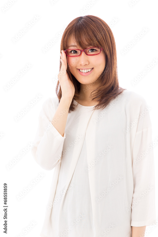 asian businesswoman on white background