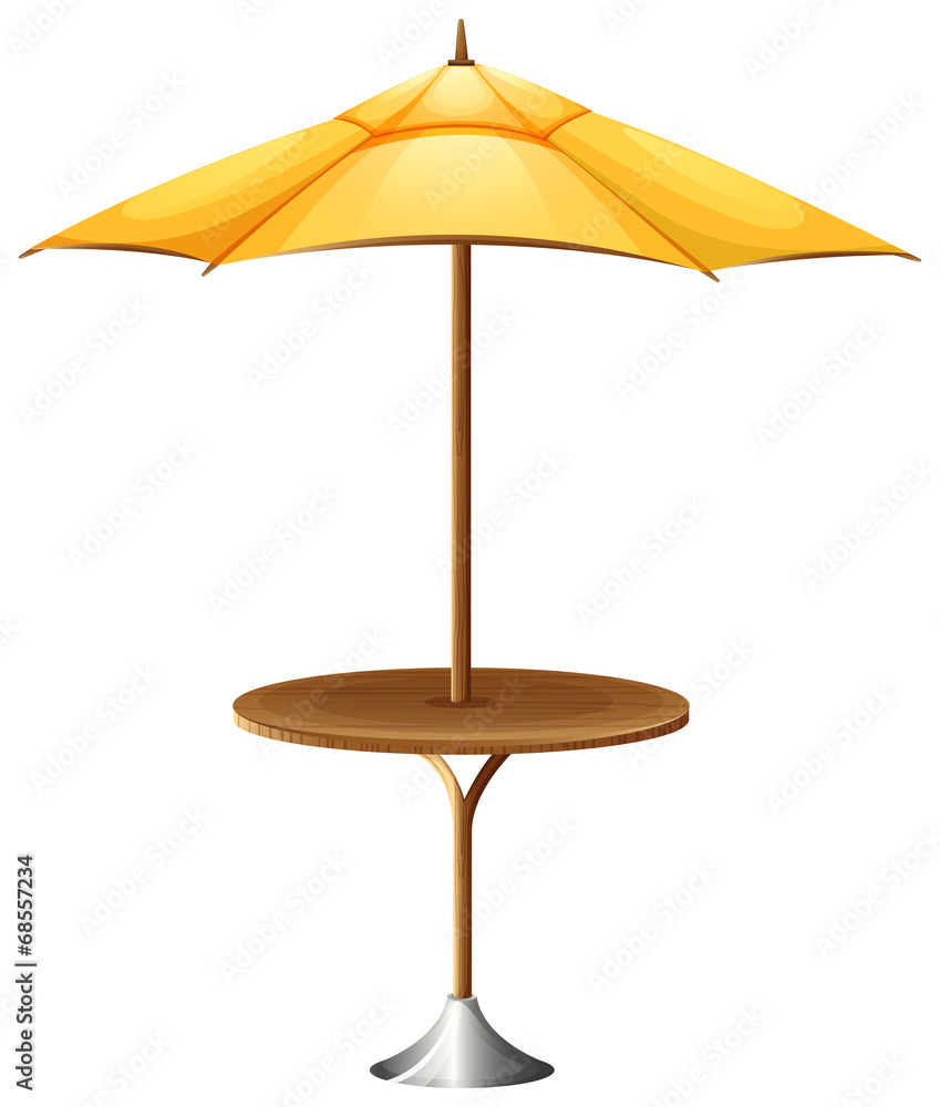 A table with an umbrella