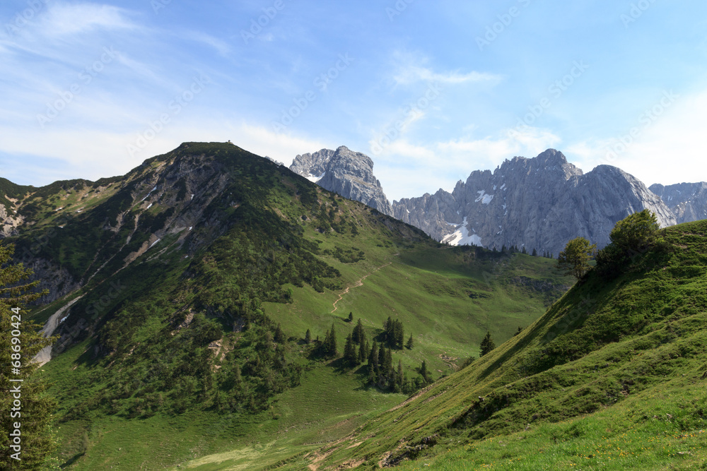 Blick auf den Stripsenkopf und den wilden Kaiser