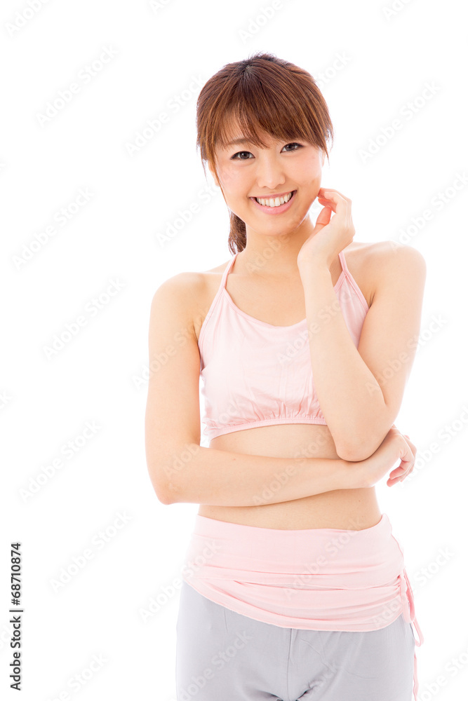 attractive asian woman exercise image