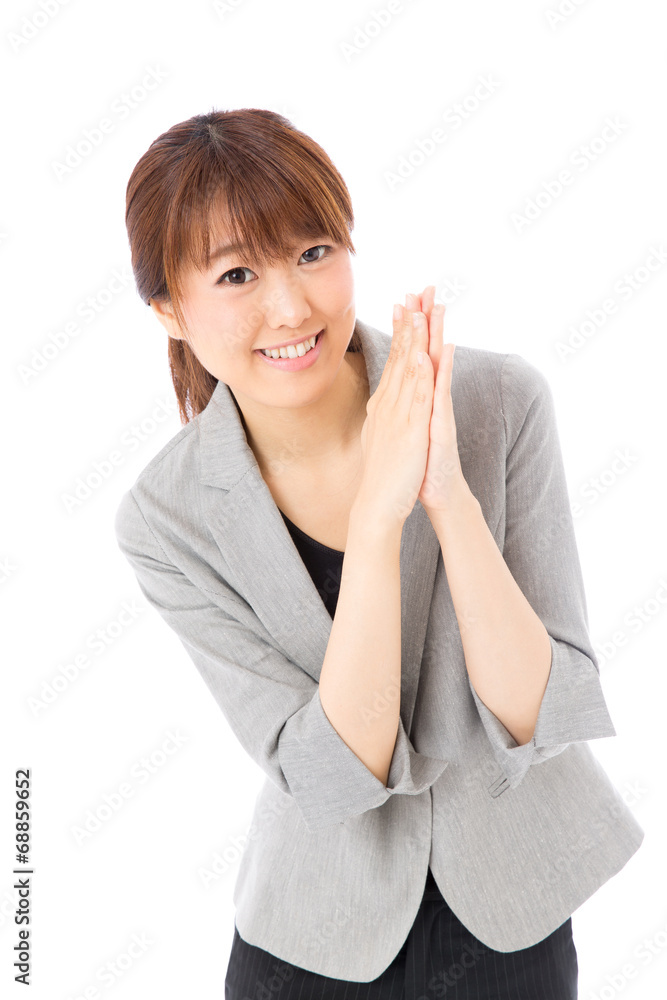 asian businesswoman on white background