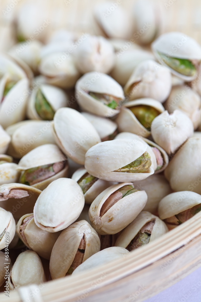 Close - up group of healthy toasted pistachios