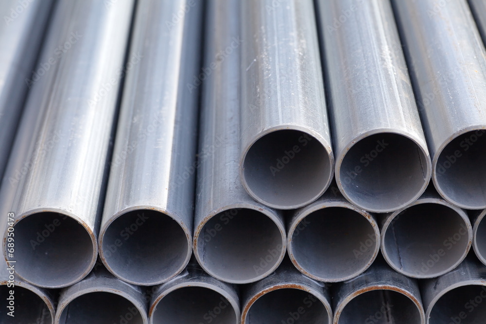 Close - up Stack of steel pipes