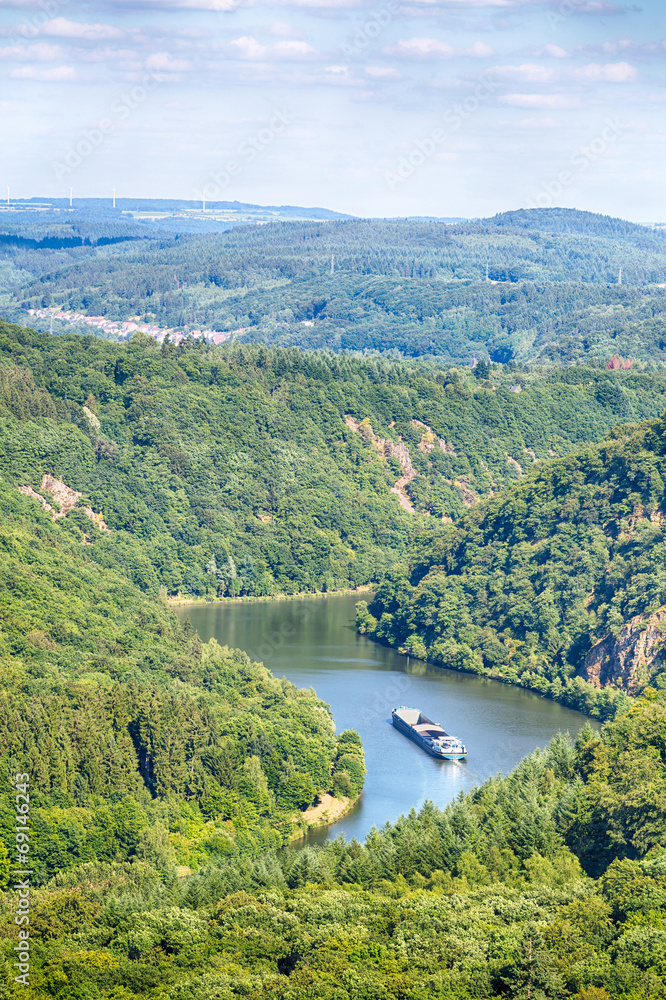 Cargo Ship on a River in Germany