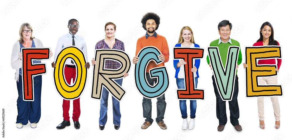 Group of People Standing Holding Forgive Letter