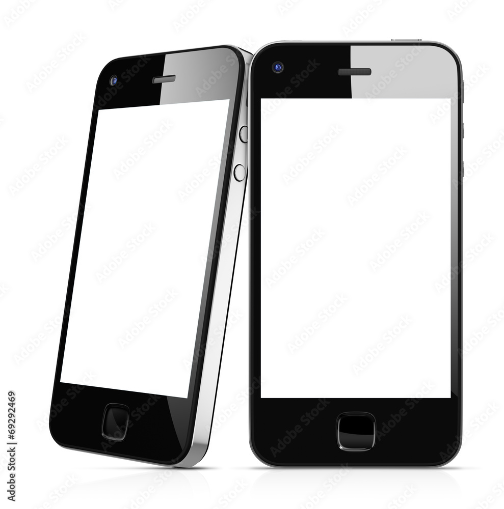 3D Illustration Black Mobile Phones