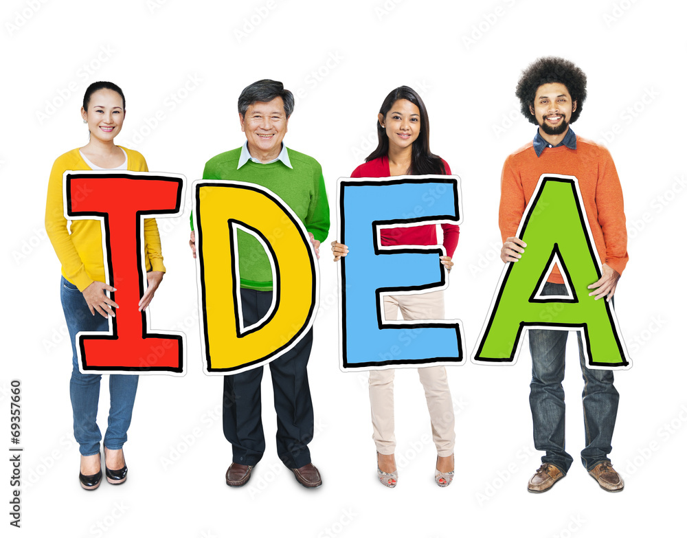 Multiethnic Group of People Holding Letter Idea