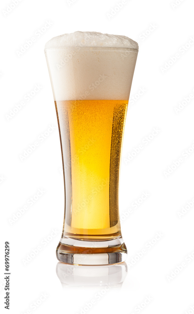 Glass of beer isolated on white background