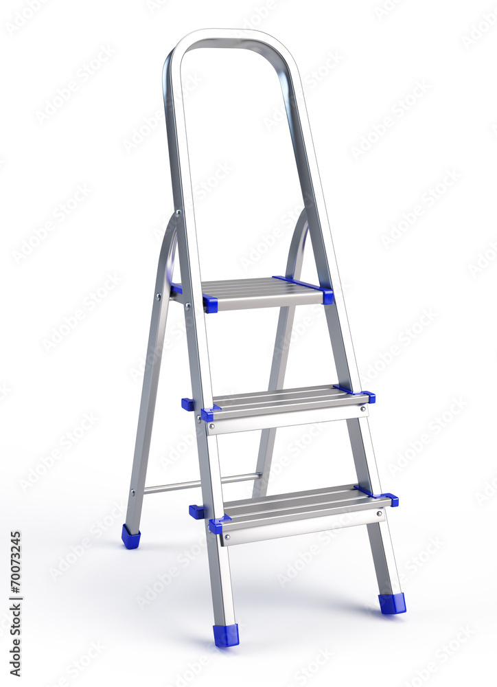 Metallic step ladder isolated on white