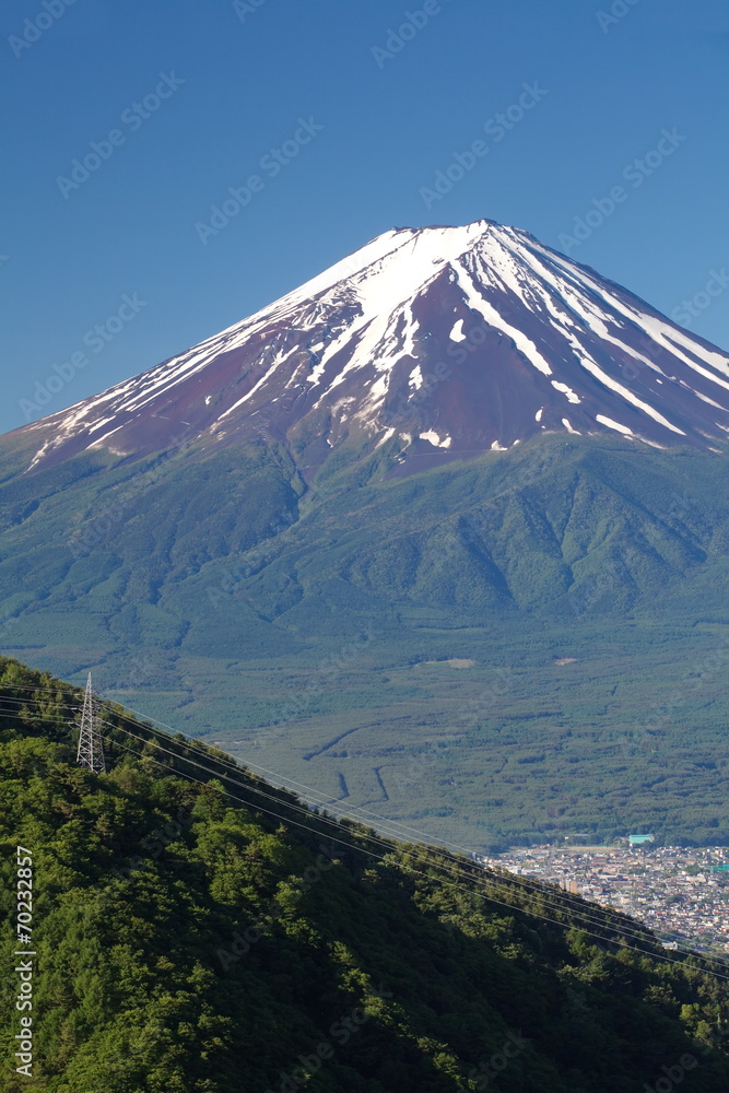 夏季从河口湖出发的富士山