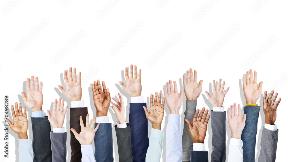 Group of Diverse Business Peoples Hands Raised