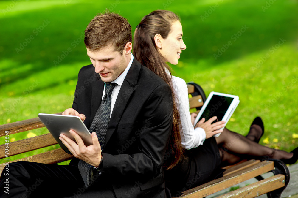 Young Business couple outdoors.