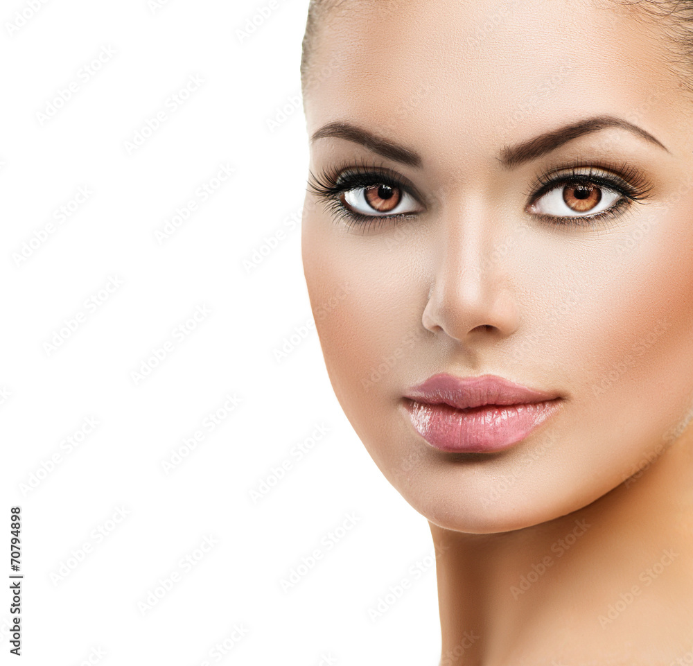 Beautiful Face of Young Woman with Clean Fresh Skin