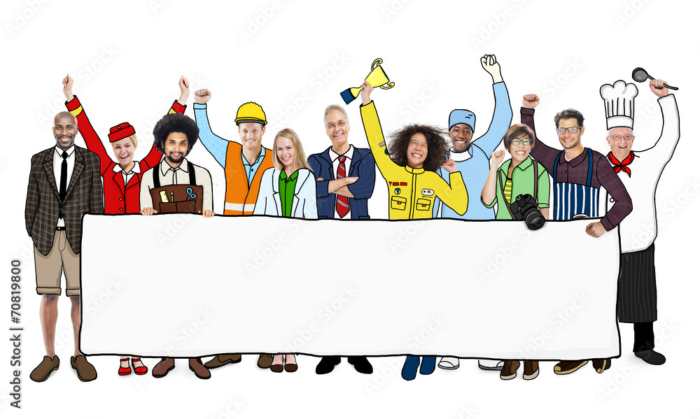 Group of Diverse Multiethnic People with Different Jobs