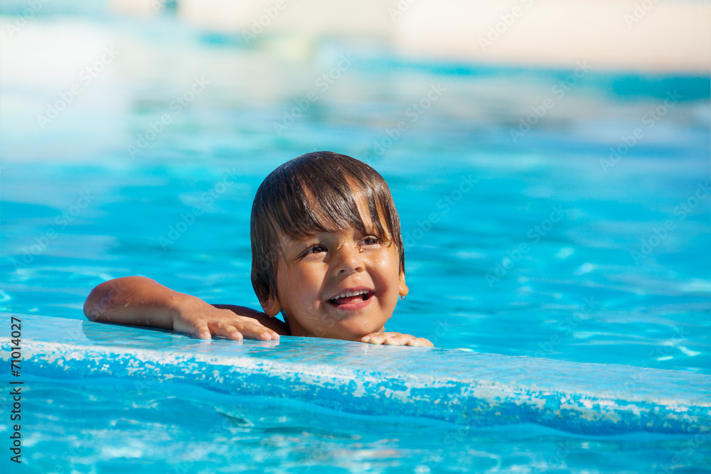 Portrait of happy boy in swimming pool