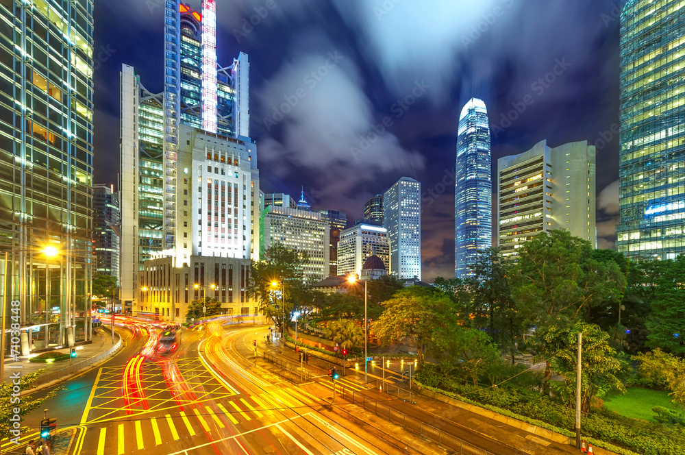 中国香港现代城市之夜