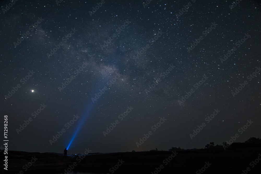 宇宙中有恒星和太空尘埃的银河系