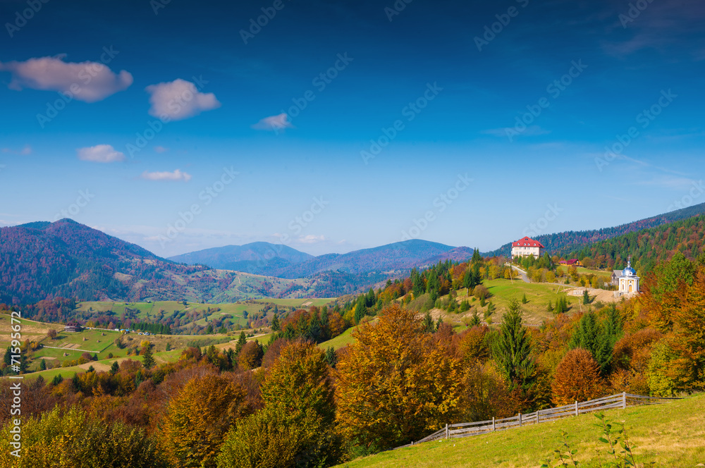 Autumn landscape in Carpathian mountains