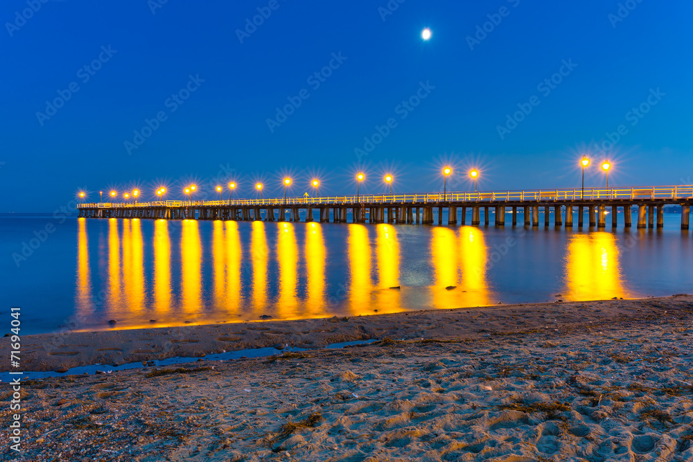 Wooden pier at Baltic sea in Gdynia Orlowo, Poland