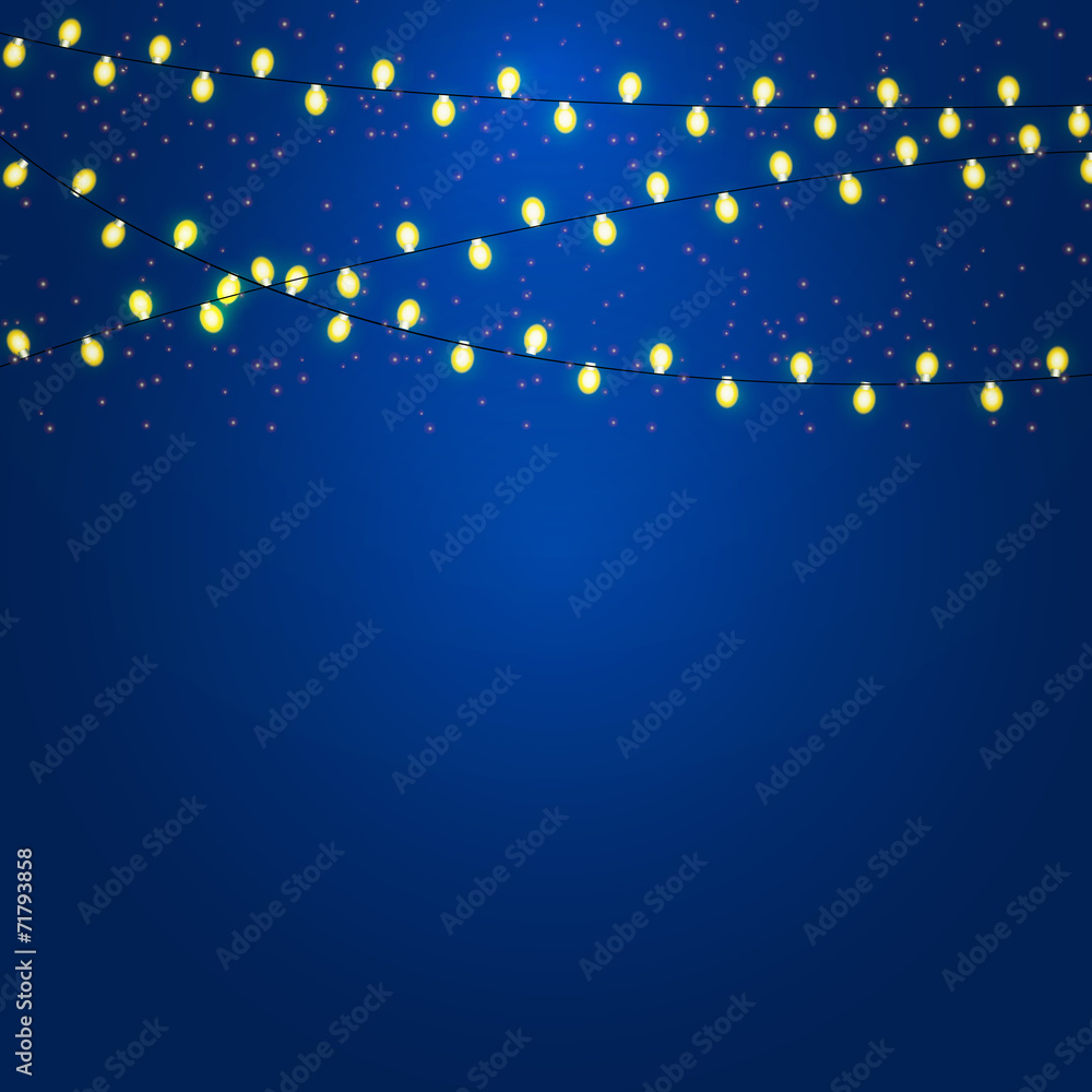 Christmas and New Year  Background with Luminous Garland Vector