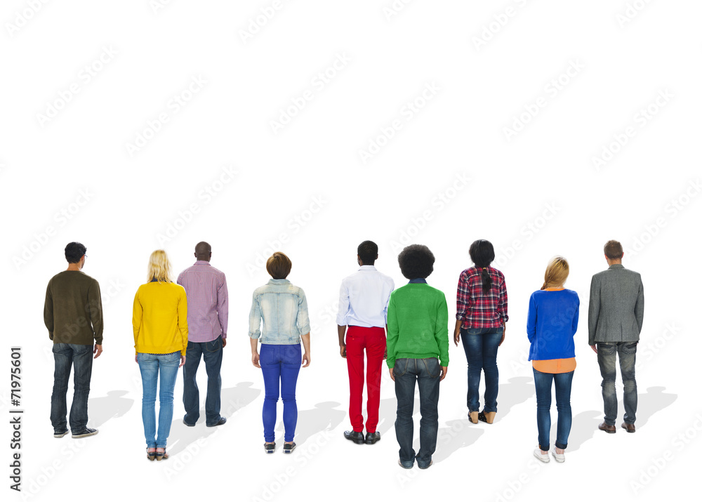 Multiethnic Group of People Standing Rear View