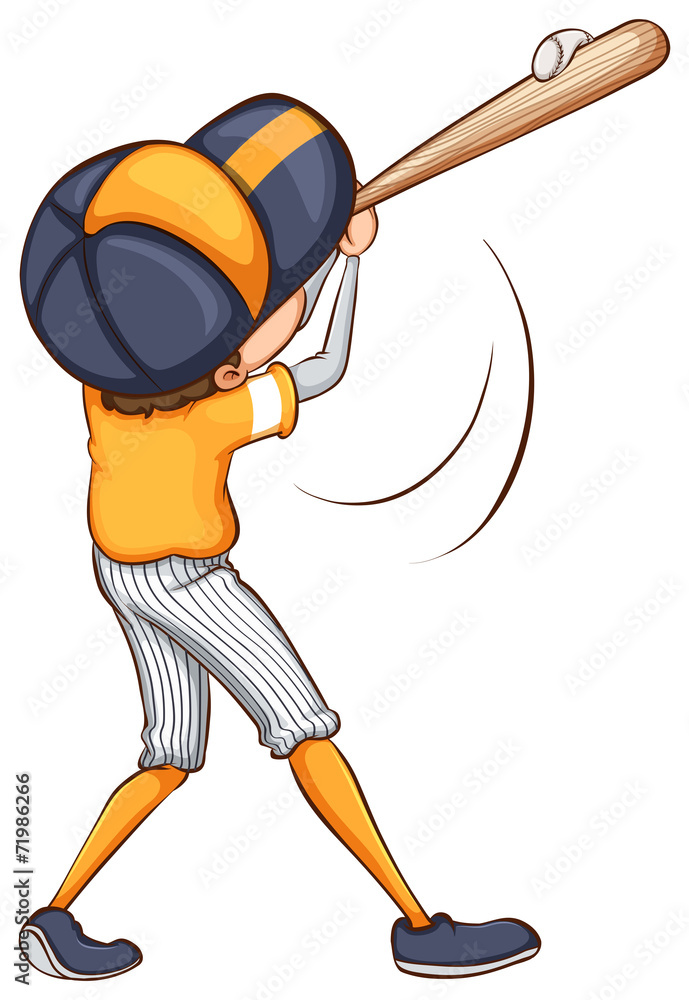 A drawing of a baseball player