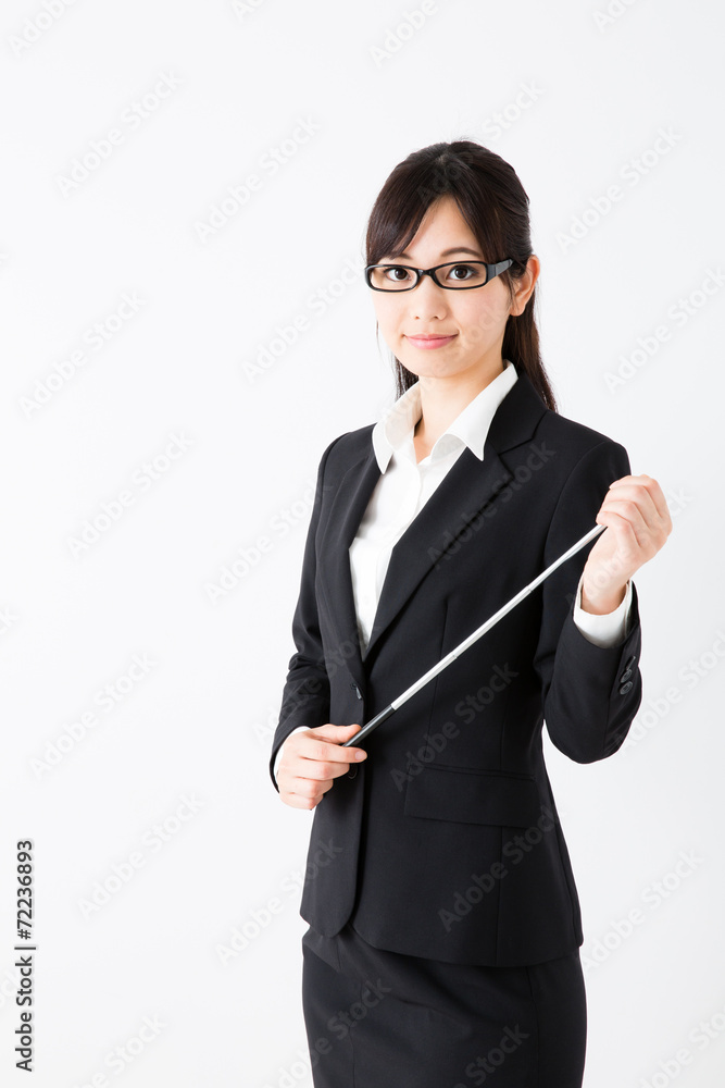 asian businesswoman on white background