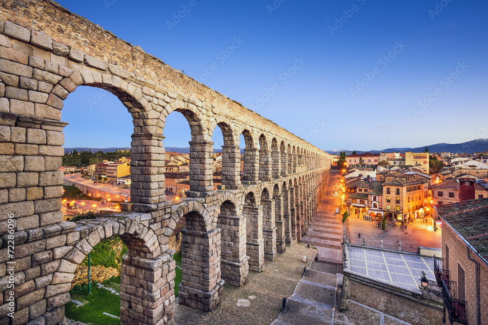 Segovia, Spain Aqueduct at  Plaza del Azoguejo