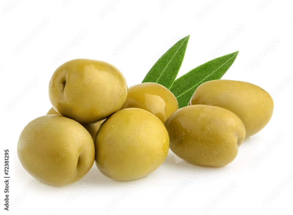 Green olives isolated