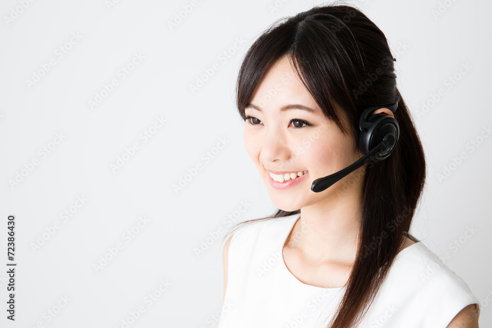 asian businesswoman on white background